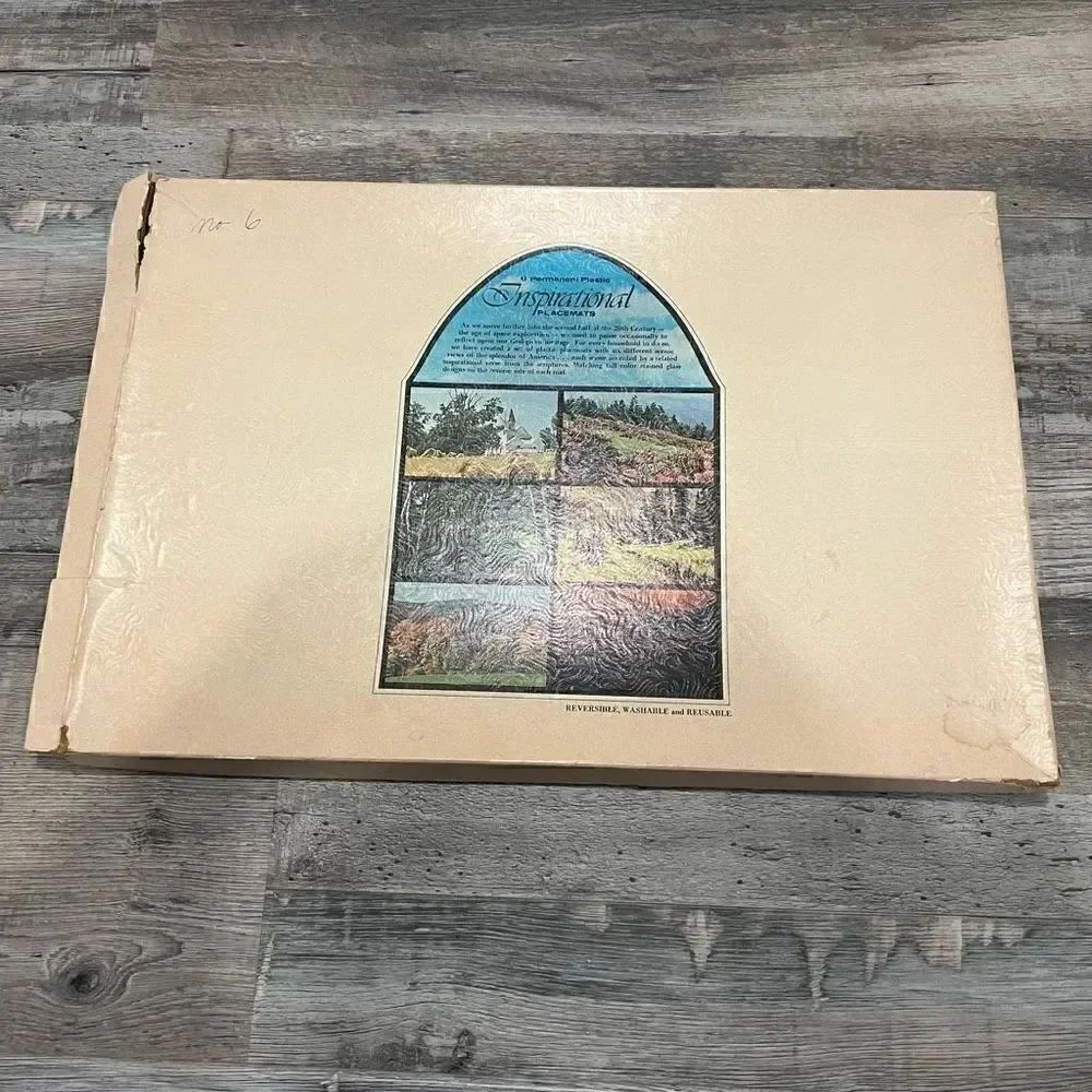 Set of 6 vintage permanent plastic coated inspirational placemats